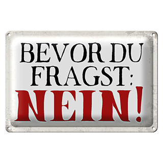 Blechschild Spruch 30x20cm bevor du fragst Nein