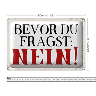 Blechschild Spruch 30x20cm bevor du fragst Nein