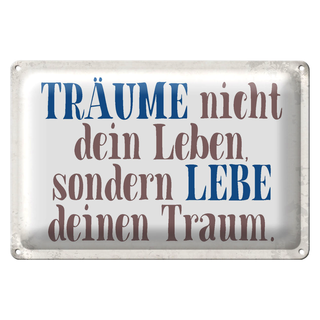 Blechschild Spruch 30x20cm träume nicht dein Leben lebe