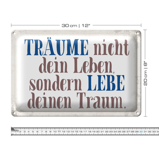 Blechschild Spruch 30x20cm träume nicht dein Leben lebe