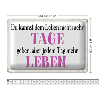 Blechschild Spruch 30x20cm du kannst jedem Tag mehr Leben