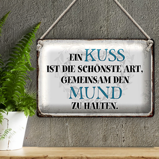 Blechschild Spruch 30x20cm ein Kuss ist schönste Art