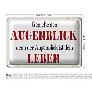 Blechschild Spruch 30x20cm genieße den Augenblick Leben