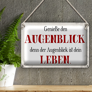 Blechschild Spruch 30x20cm genieße den Augenblick Leben