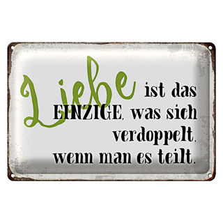 Blechschild Spruch 30x20cm Liebe ist das einzige was sich