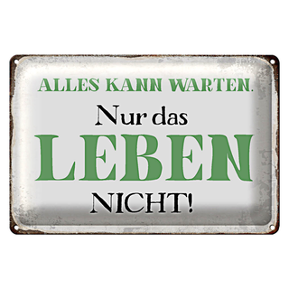 Blechschild Spruch 30x20cm alles kann warten Leben nicht