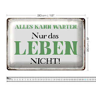 Blechschild Spruch 30x20cm alles kann warten Leben nicht