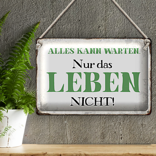 Blechschild Spruch 30x20cm alles kann warten Leben nicht