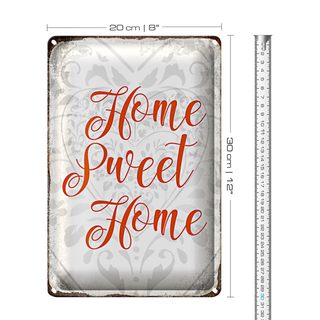 Blechschild Spruch 20x30cm Home sweet Home Herz