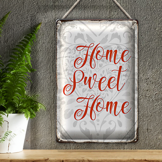 Blechschild Spruch 20x30cm Home sweet Home Herz