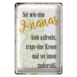 Blechschild Spruch 20x30cm sei Ananas aufrecht zuckersüß