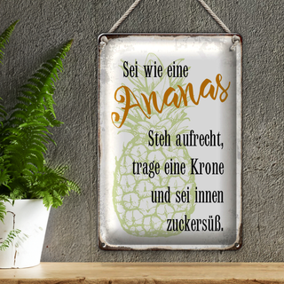 Blechschild Spruch 20x30cm sei Ananas aufrecht zuckersüß