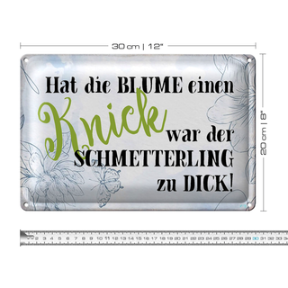 Blechschild Spruch 30x20cm hat Blume Knick Schmetterling