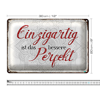 Blechschild Spruch 30x20cm einzigartig ist besseres Perfekt
