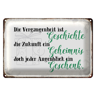 Blechschild Spruch 30x20cm Vergangenheit Zukunft Augenblick