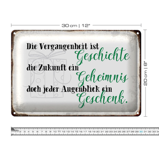 Blechschild Spruch 30x20cm Vergangenheit Zukunft Augenblick
