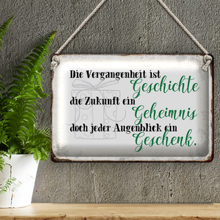 Blechschild Spruch 30x20cm Vergangenheit Zukunft Augenblick