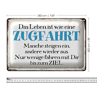 Blechschild Spruch 30x20cm Leben ist wie wie eine Zugfahrt