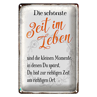 Blechschild Spruch 20x30cm die schönste Zeit im Leben sind