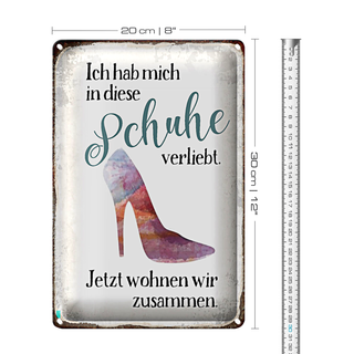 Blechschild Spruch 20x30cm hab mich in Schuhe verliebt