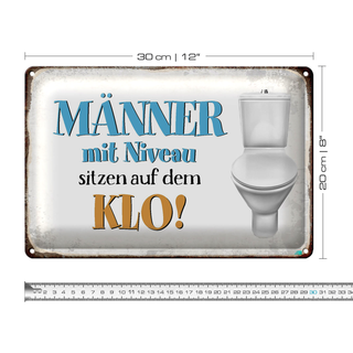 Blechschild Spruch 30x20cm Männer mit Niveau sitzen auf Klo