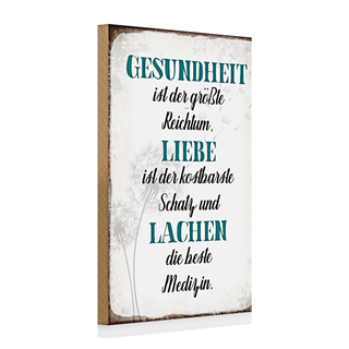 Holzschild Spruch 20x30cm Gesundheit Liebe Lachen Medizin