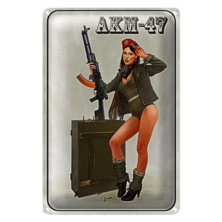 Blechschild Gewehr 20x30cm Pinup Kalaschnikow AKM-47