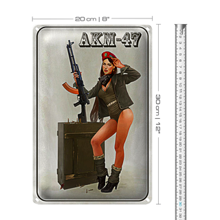 Blechschild Gewehr 20x30cm Pinup Kalaschnikow AKM-47