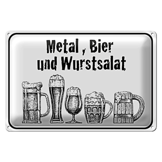 Blechschild Hinweis 30x20cm Bier und Wurstsalat