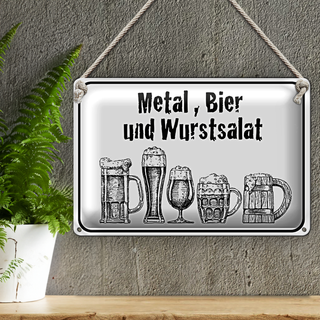 Blechschild Hinweis 30x20cm Bier und Wurstsalat