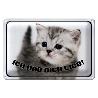 Blechschild Katze 30x20cm ich hab dich lieb