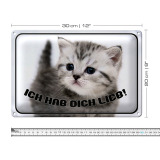 Blechschild Katze 30x20cm ich hab dich lieb