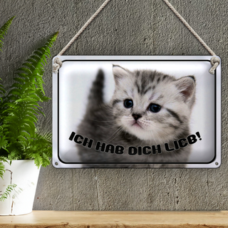 Blechschild Katze 30x20cm ich hab dich lieb
