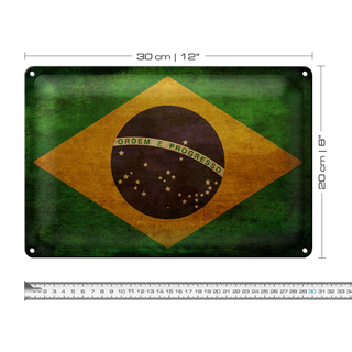 Blechschild Flagge 30x20cm Brasilien