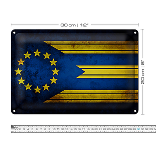 Blechschild Flagge 30x20cm Europa Fahne