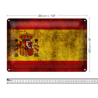 Blechschild Flagge 30x20cm Spanien Fahne