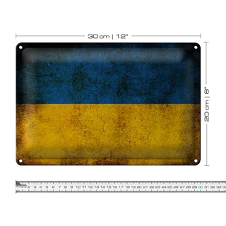 Blechschild Flagge 30x20cm Ukraine Fahne