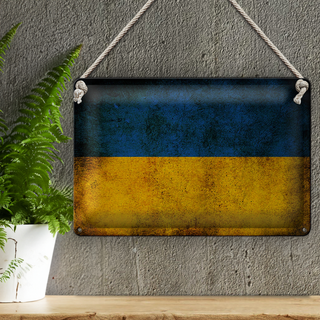 Blechschild Flagge 30x20cm Ukraine Fahne