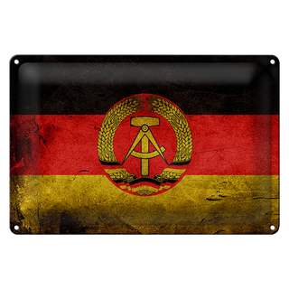 Blechschild Flagge 30x20cm DDR Fahne Wanddeko