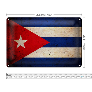 Blechschild Flagge 30x20cm Kuba Cuba Fahne