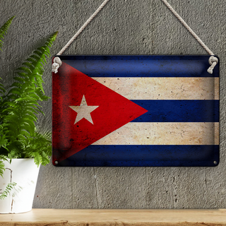 Blechschild Flagge 30x20cm Kuba Cuba Fahne