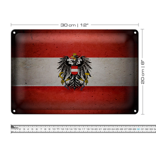 Blechschild Flagge 30x20cm Österreich Fahne Wanddeko
