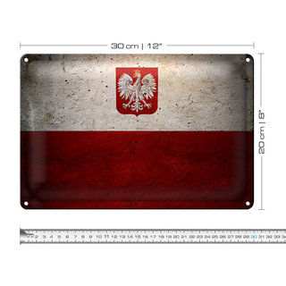 Blechschild Flagge 30x20cm Polen Fahne Wandeko