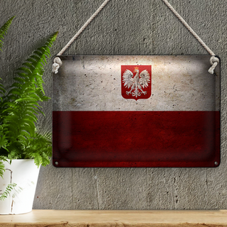 Blechschild Flagge 30x20cm Polen Fahne Wandeko