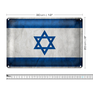 Blechschild Flagge 30x20cm Israel Fahne Wanddeko