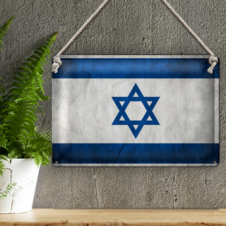 Blechschild Flagge 30x20cm Israel Fahne Wanddeko