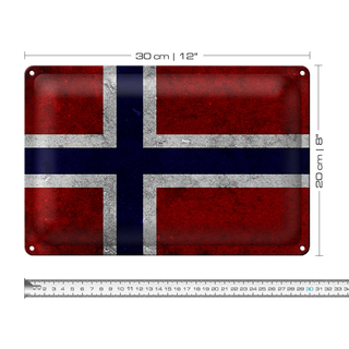 Blechschild Flagge 30x20cm Norwegen Fahne Wanddeko