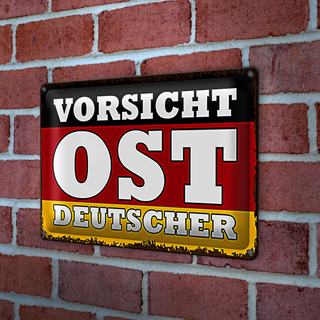 Blechschild Flagge 30x20cm Vorsicht Ost Deutscher