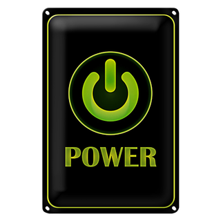 Blechschild Hinweis 20x30cm Power Taste Wanddeko