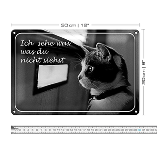 Blechschild Katze 30x20cm ich sehe was du nicht siehst